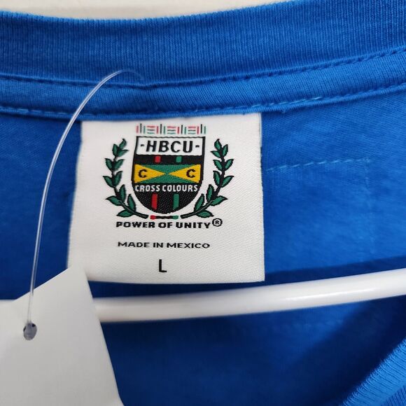 Cross Colours HBCU Long Sleeve Tie Dye T-Shirt Men's Large Blue NWT 0956 - Picture 2 of 8